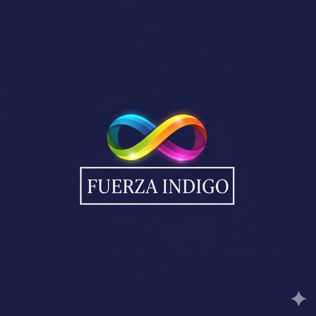 Logo de Fuerza Índigo - Símbolo del infinito neurodivergente y texto Fuerza Índigo